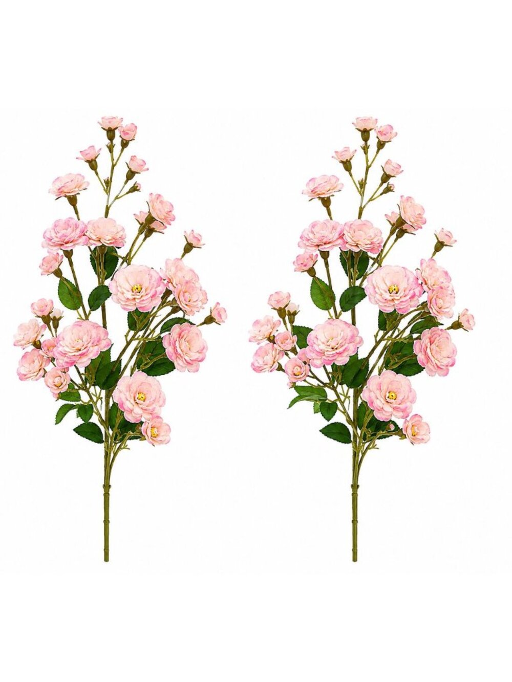Blush Pink Cream Artificial Mini Rose Sprays Set of 2 29 Inch Wired Silk Filler